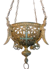 Load image into Gallery viewer, 19TH Antique French Sanctuary Church Chandelier Ceiling Religious Enameled
