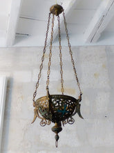 Load image into Gallery viewer, 19TH Antique French Sanctuary Church Chandelier Ceiling Religious Enameled
