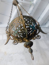 Load image into Gallery viewer, 19TH Antique French Sanctuary Church Chandelier Ceiling Religious Enameled
