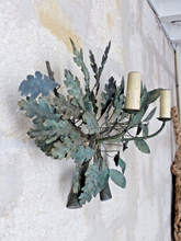 Load image into Gallery viewer, Charming Delicate Large Vintage French Metal Copper Foliage Wall Light Sconce
