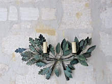 Load image into Gallery viewer, Charming Delicate Large Vintage French Metal Copper Foliage Wall Light Sconce
