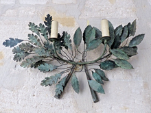 Load image into Gallery viewer, Charming Delicate Large Vintage French Metal Copper Foliage Wall Light Sconce
