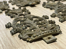 Load image into Gallery viewer, 19TH Empire Set 5x Antique French Gilded Bronze Pediment Parts Hardware Salvage
