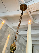 Load image into Gallery viewer, 1900 Antique French Bronze Brass Candlestick Chandelier Ceiling Flame Louis XVI
