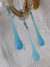 Load image into Gallery viewer, MURANO Antique Pair Wall Light Aqua Blue Opaline Drops Crystal 1950 Chandelier
