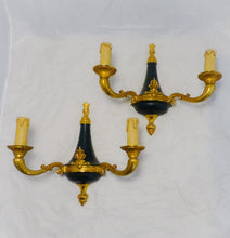 Load image into Gallery viewer, Antique PAIR French Empire Wall Light Sconce 2 Lights Gilded Bronze 1930 RARE
