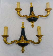 Load image into Gallery viewer, Antique PAIR French Empire Wall Light Sconce 2 Lights Gilded Bronze 1930 RARE
