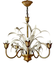 Load image into Gallery viewer, Nice Gilded Enameled Chandelier Ceiling 70&#39;s Regency Mid Century HANS KOGL Style
