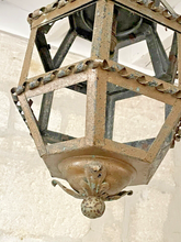 Load image into Gallery viewer, Gorgeous PAIR Antique French Lantern Tole Iron 1930 Chandelier Ceiling Shabby
