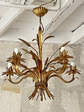 Load image into Gallery viewer, Gorgeous Wheat Gilded Chandelier Ceiling 70&#39;s Regency Mid Century HANS KOGL Styl
