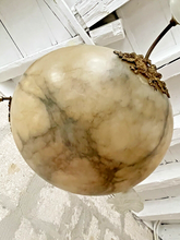 Load image into Gallery viewer, 1900 Gorgeous Antique French Alabaster Pendant Chandelier Ceiling Gilded Bronze
