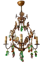 Load image into Gallery viewer, Gorgeous Antique Chandelier Handmade Glass Drops Fruits 1920 MURANO 4 lights
