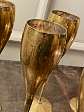 Load image into Gallery viewer, Charming Set of x6 Vintage Champagne Flutes - Brass &amp; Silverplated Metal - 9&quot;
