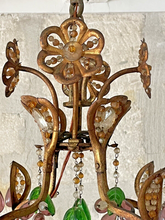 Load image into Gallery viewer, Gorgeous Antique Chandelier Handmade Glass Drops Fruits 1920 MURANO 4 lights
