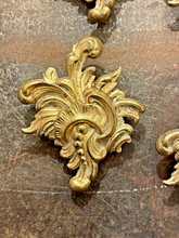 Load image into Gallery viewer, Antique Set 4x Nail Cover French Gilded Brass Pediment Hardware Salvage
