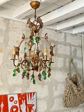 Load image into Gallery viewer, Gorgeous Antique Chandelier Handmade Glass Drops Fruits 1920 MURANO 4 lights
