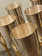 Load image into Gallery viewer, Charming Set of x12 Vintage Champagne Flutes - Brass &amp; Silverplated Metal - 9&quot;
