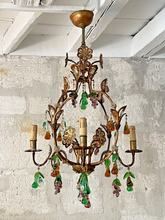 Load image into Gallery viewer, Gorgeous Antique Chandelier Handmade Glass Drops Fruits 1920 MURANO 4 lights
