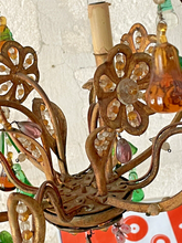 Load image into Gallery viewer, Gorgeous Antique Chandelier Handmade Glass Drops Fruits 1920 MURANO 4 lights
