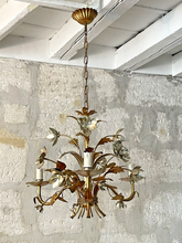 Load image into Gallery viewer, Silver &amp; Gilded Enameled Chandelier Ceiling 70&#39; Regency Mid Century HANS KOGL St
