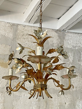 Load image into Gallery viewer, Silver &amp; Gilded Enameled Chandelier Ceiling 70&#39; Regency Mid Century HANS KOGL St
