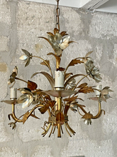 Load image into Gallery viewer, Silver &amp; Gilded Enameled Chandelier Ceiling 70&#39; Regency Mid Century HANS KOGL St
