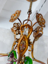 Load image into Gallery viewer, Gorgeous Antique Chandelier Handmade Glass Drops Fruits 1920 MURANO 4 lights
