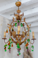 Load image into Gallery viewer, Gorgeous Antique Chandelier Handmade Glass Drops Fruits 1920 MURANO 4 lights
