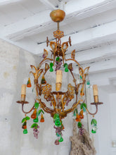 Load image into Gallery viewer, Gorgeous Antique Chandelier Handmade Glass Drops Fruits 1920 MURANO 4 lights
