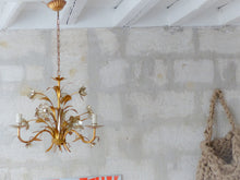 Load image into Gallery viewer, Silver &amp; Gilded Enameled Chandelier Ceiling 70&#39; Regency Mid Century HANS KOGL St
