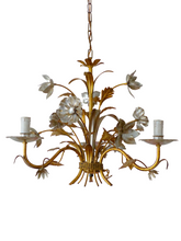 Load image into Gallery viewer, Silver &amp; Gilded Enameled Chandelier Ceiling 70&#39; Regency Mid Century HANS KOGL St
