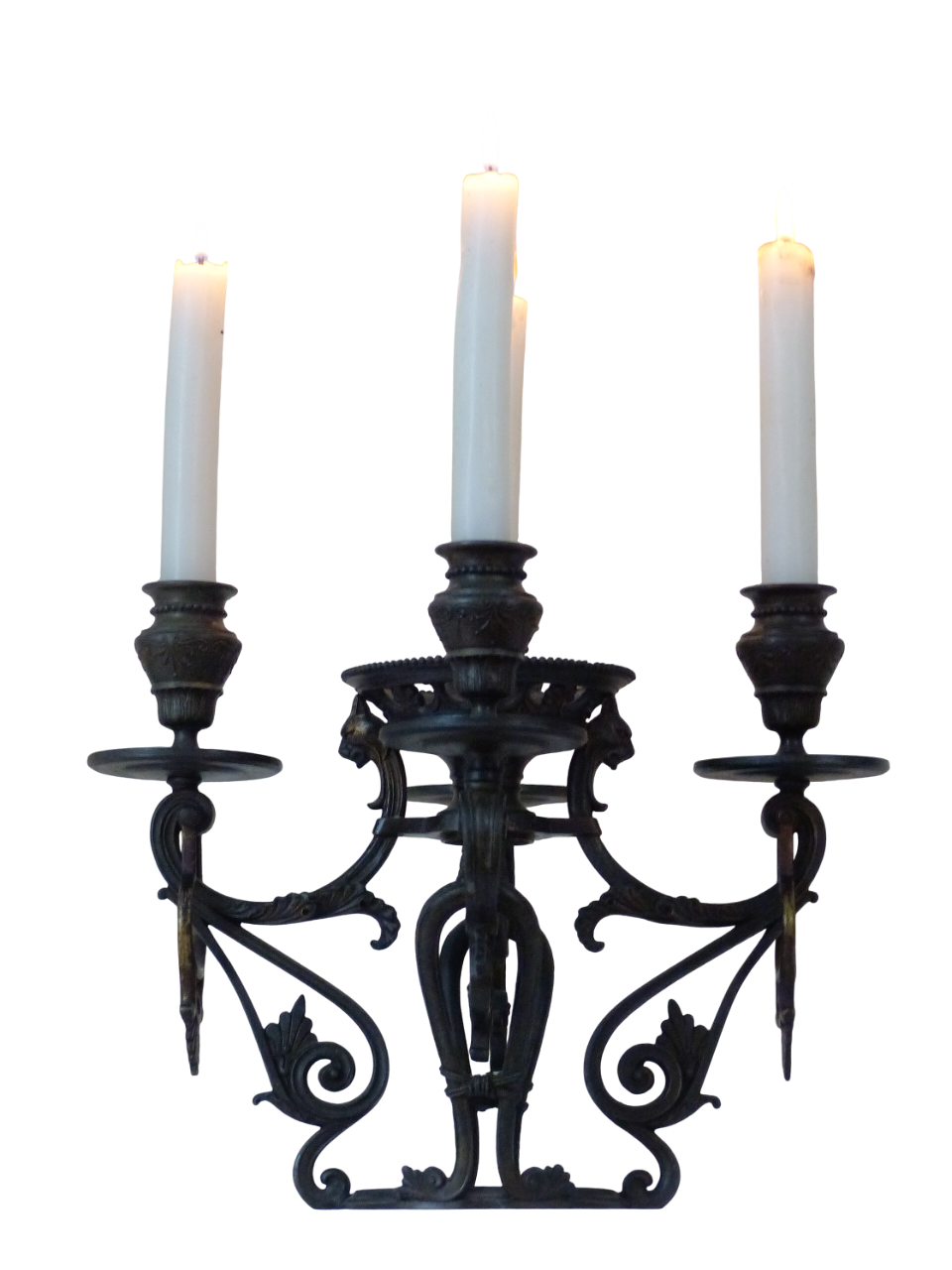 Gorgeous Antique Gothic French Centerpiece Candlestick Metal Candelabra end 19TH
