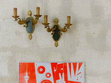 Load image into Gallery viewer, Vintage PAIR French Empire Wall Light Sconce RARE 2 Light Swans Bronze 1950
