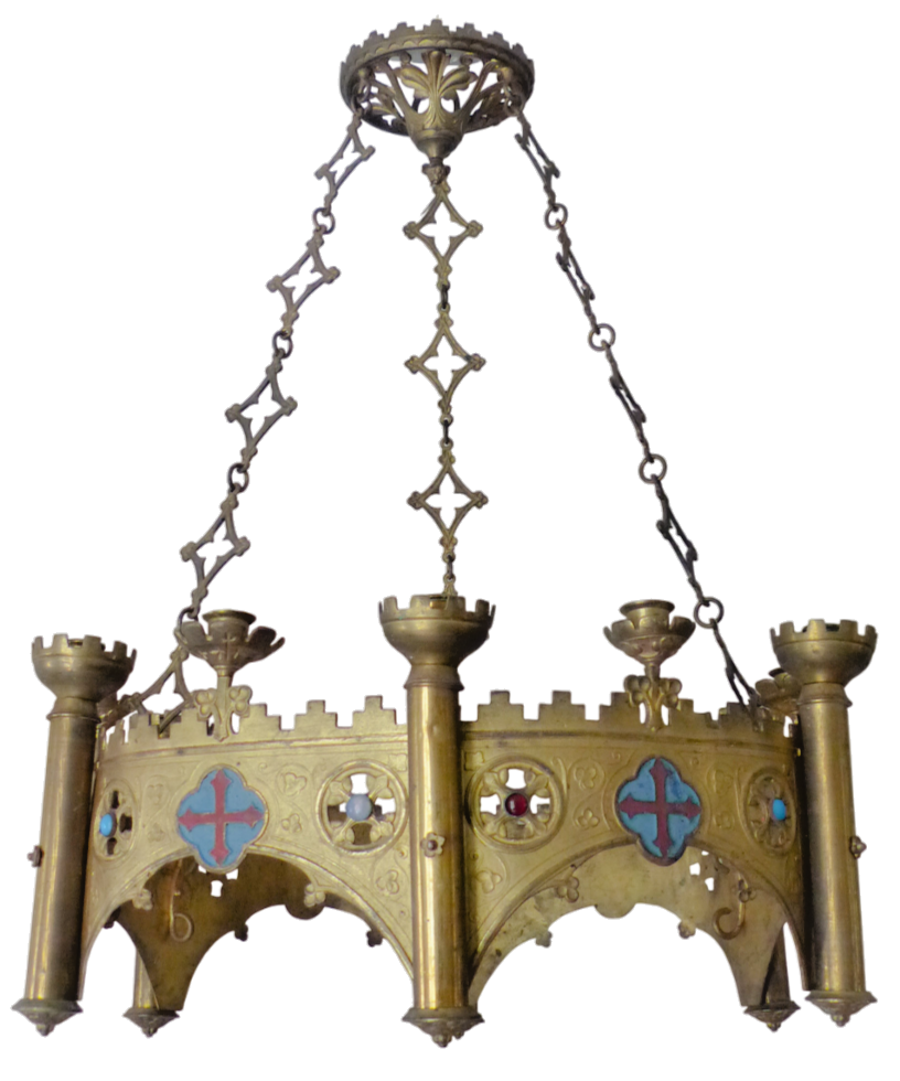 Antique Enameled Large Crown Sanctuary Church Chandelier Ceiling Religious 19TH