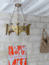 Load image into Gallery viewer, Antique Enameled Large Crown Sanctuary Church Chandelier Ceiling Religious 19TH
