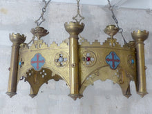Load image into Gallery viewer, Antique Enameled Large Crown Sanctuary Church Chandelier Ceiling Religious 19TH
