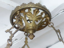 Load image into Gallery viewer, Antique Enameled Large Crown Sanctuary Church Chandelier Ceiling Religious 19TH
