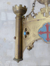 Load image into Gallery viewer, Antique Enameled Large Crown Sanctuary Church Chandelier Ceiling Religious 19TH
