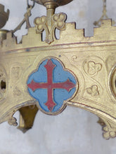 Load image into Gallery viewer, Antique Enameled Large Crown Sanctuary Church Chandelier Ceiling Religious 19TH
