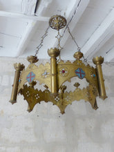Load image into Gallery viewer, Antique Enameled Large Crown Sanctuary Church Chandelier Ceiling Religious 19TH
