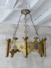 Load image into Gallery viewer, Antique Enameled Large Crown Sanctuary Church Chandelier Ceiling Religious 19TH
