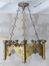 Load image into Gallery viewer, Antique Enameled Large Crown Sanctuary Church Chandelier Ceiling Religious 19TH
