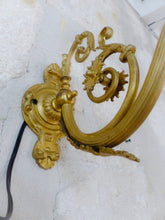 Load image into Gallery viewer, Antique PAIR French Gilt Bronze Brass Wall Light Sconce Rare Shade 19TH Rare
