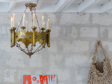 Load image into Gallery viewer, 19TH Antique Enameled Large Crown Sanctuary Church Chandelier Ceiling Religious
