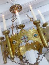 Load image into Gallery viewer, 19TH Antique Enameled Large Crown Sanctuary Church Chandelier Ceiling Religious
