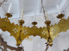 Load image into Gallery viewer, 19TH Antique Enameled Large Crown Sanctuary Church Chandelier Ceiling Religious

