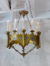 Load image into Gallery viewer, 19TH Antique Enameled Large Crown Sanctuary Church Chandelier Ceiling Religious
