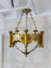 Load image into Gallery viewer, 19TH Antique Enameled Large Crown Sanctuary Church Chandelier Ceiling Religious
