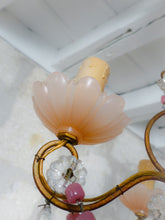 Load image into Gallery viewer, Antique Chandelier Pink Opaline Drops Cup Beads 1930 Murano Rare 4 lights RARE
