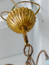 Load image into Gallery viewer, Antique Chandelier Aqua Blue Opaline Drops Cup Beads 1930 MURANO 5 lights RARE
